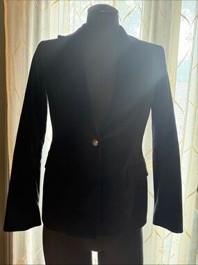 Tahari Black Velvet Single-Button Blazer